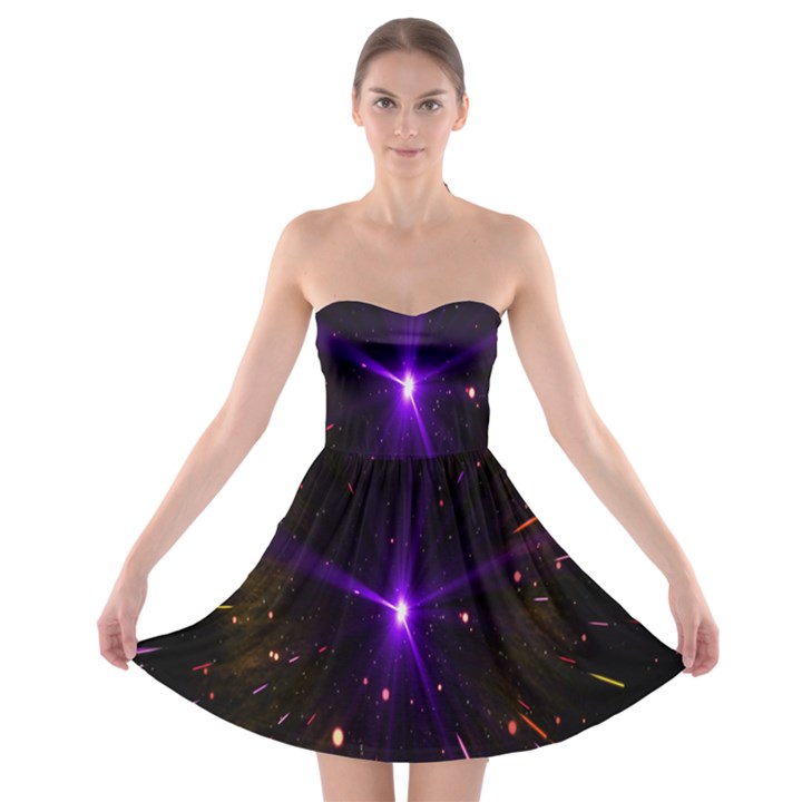 Animation Plasma Ball Going Hot Explode Bigbang Supernova Stars Shining Light Space Universe Zooming Strapless Bra Top Dress