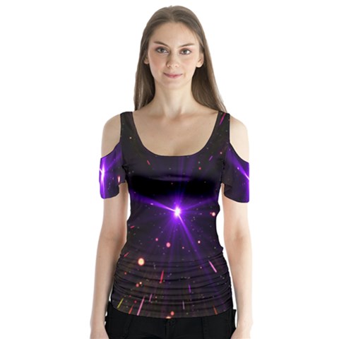 Animation Plasma Ball Going Hot Explode Bigbang Supernova Stars Shining Light Space Universe Zooming Butterfly Sleeve Cutout Tee  by Mariart