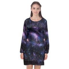 Animation Plasma Ball Going Hot Explode Bigbang Supernova Stars Shining Light Space Universe Zooming Long Sleeve Chiffon Shift Dress  by Mariart