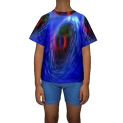 Black Hole Blue Space Galaxy Kids  Short Sleeve Swimwear by Mariart