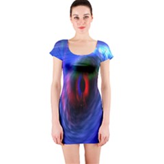 Black Hole Blue Space Galaxy Short Sleeve Bodycon Dress