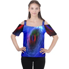 Black Hole Blue Space Galaxy Cutout Shoulder Tee