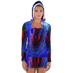 Black Hole Blue Space Galaxy Long Sleeve Hooded T-shirt