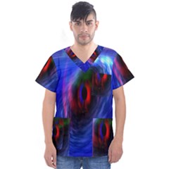 Black Hole Blue Space Galaxy Men s V-neck Scrub Top