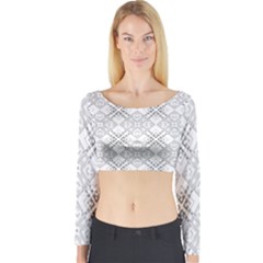 Background Pattern Diagonal Plaid Black Line Long Sleeve Crop Top