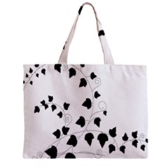 Black Leaf Zipper Mini Tote Bag