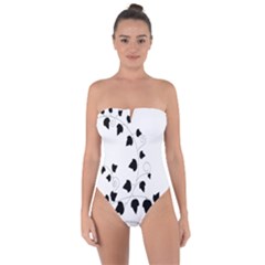 Black Leaf Tie Back One Piece Swimsuit by Mariart