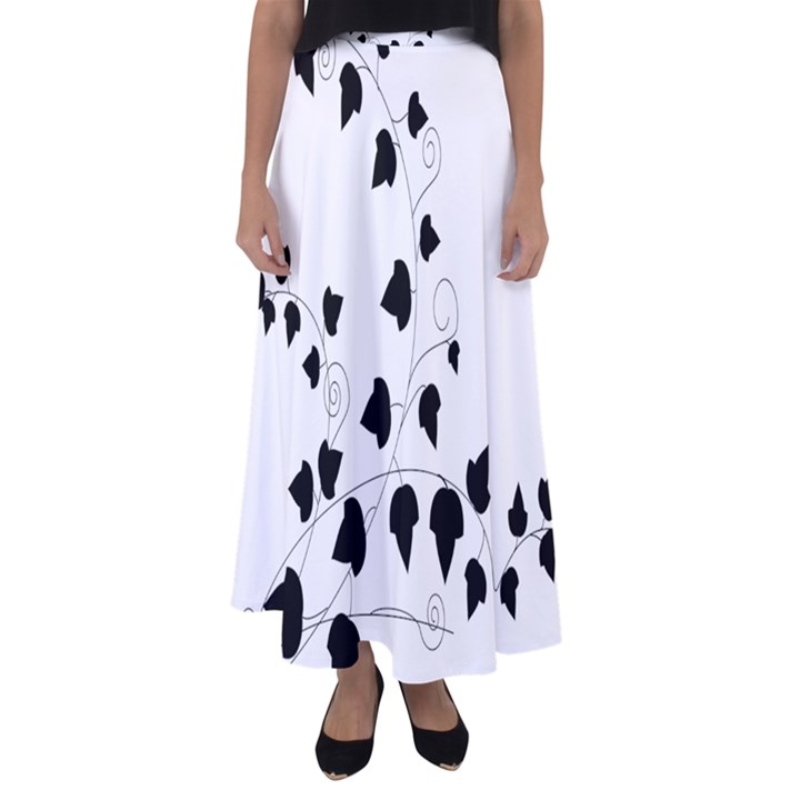 Black Leaf Flared Maxi Skirt