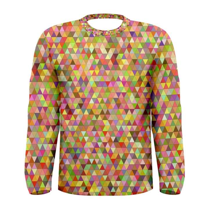 Multicolored Mixcolor Geometric Pattern Men s Long Sleeve Tee