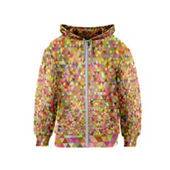 Multicolored Mixcolor Geometric Pattern Kids  Zipper Hoodie