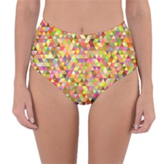 Multicolored Mixcolor Geometric Pattern Reversible High-waist Bikini Bottoms