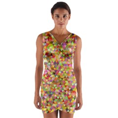 Multicolored Mixcolor Geometric Pattern Wrap Front Bodycon Dress by paulaoliveiradesign