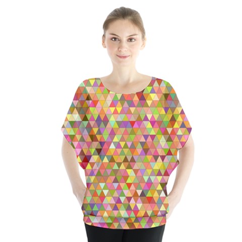 Multicolored Mixcolor Geometric Pattern Blouse by paulaoliveiradesign