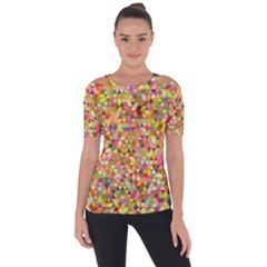 Multicolored Mixcolor Geometric Pattern Short Sleeve Top