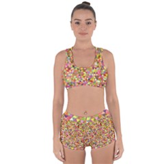 Multicolored Mixcolor Geometric Pattern Racerback Boyleg Bikini Set