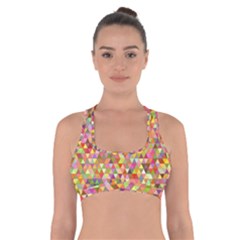 Multicolored Mixcolor Geometric Pattern Cross Back Sports Bra