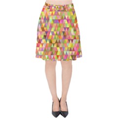 Multicolored Mixcolor Geometric Pattern Velvet High Waist Skirt by paulaoliveiradesign