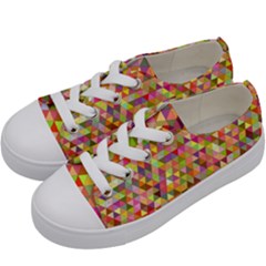 Multicolored Mixcolor Geometric Pattern Kids  Low Top Canvas Sneakers