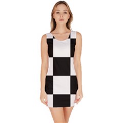 Grid Domino Bank And Black Bodycon Dress