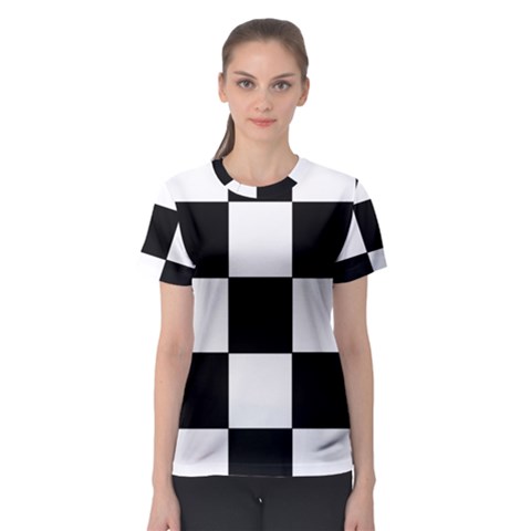 Grid Domino Bank And Black Women s Sport Mesh Tee by Nexatart