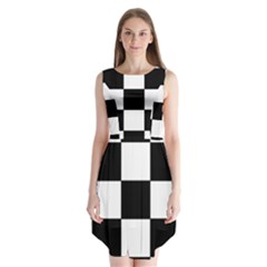 Grid Domino Bank And Black Sleeveless Chiffon Dress   by Nexatart