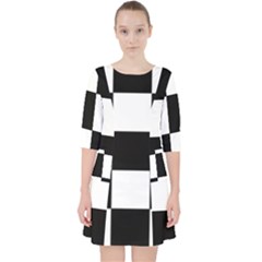 Grid Domino Bank And Black Pocket Dress