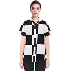 Grid Domino Bank And Black Women s Short Sleeve Shirt