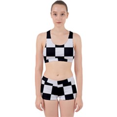 Grid Domino Bank And Black Work It Out Sports Bra Set