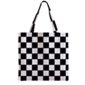 Grid Domino Bank And Black Zipper Grocery Tote Bag View1