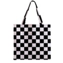 Grid Domino Bank And Black Zipper Grocery Tote Bag View2