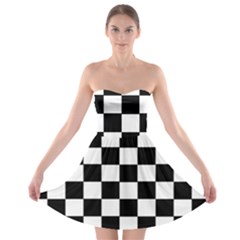 Grid Domino Bank And Black Strapless Bra Top Dress by Nexatart