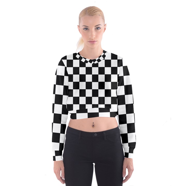 Grid Domino Bank And Black Cropped Sweatshirt