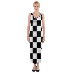 Grid Domino Bank And Black Fitted Maxi Dress by Nexatart