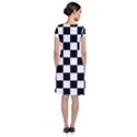 Grid Domino Bank And Black Short Sleeve Front Wrap Dress View2