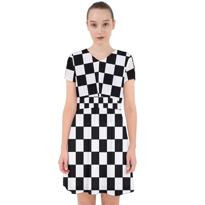 Grid Domino Bank And Black Adorable in Chiffon Dress