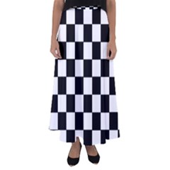 Grid Domino Bank And Black Flared Maxi Skirt