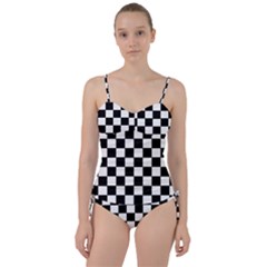 Grid Domino Bank And Black Sweetheart Tankini Set