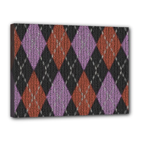 Knit Geometric Plaid Fabric Pattern Canvas 16  X 12  by paulaoliveiradesign