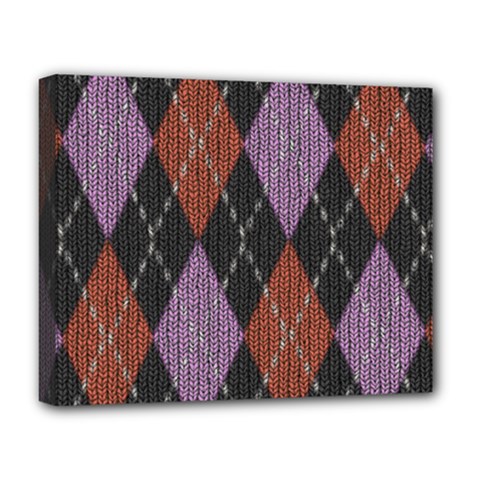 Knit Geometric Plaid Fabric Pattern Deluxe Canvas 20  X 16   by paulaoliveiradesign