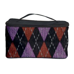 Knit Geometric Plaid Fabric Pattern Cosmetic Storage Case by paulaoliveiradesign