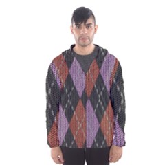 Knit Geometric Plaid Fabric Pattern Hooded Wind Breaker (men) by paulaoliveiradesign