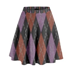 Knit Geometric Plaid Fabric Pattern High Waist Skirt by paulaoliveiradesign