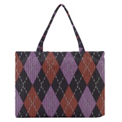 Knit Geometric Plaid Fabric Pattern Zipper Medium Tote Bag by paulaoliveiradesign