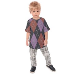 Knit Geometric Plaid Fabric Pattern Kids Raglan Tee