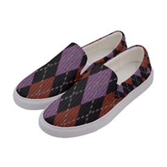 Knit Geometric Plaid Fabric Pattern Women s Canvas Slip Ons