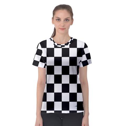 Grid Domino Bank And Black Women s Sport Mesh Tee by Nexatart