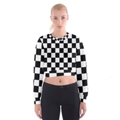 Grid Domino Bank And Black Cropped Sweatshirt by Nexatart