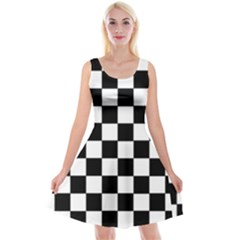 Grid Domino Bank And Black Reversible Velvet Sleeveless Dress by Nexatart