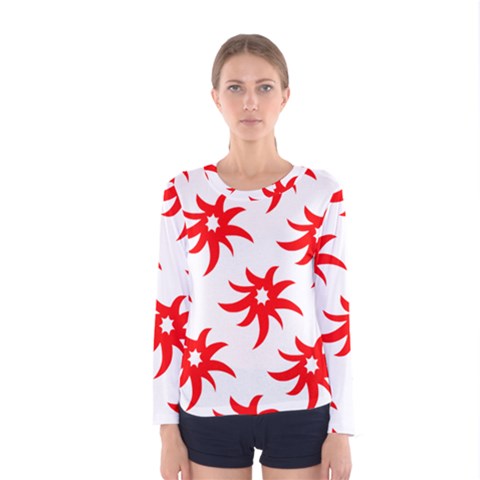 Star Figure Form Pattern Structure Women s Long Sleeve Tee by Nexatart