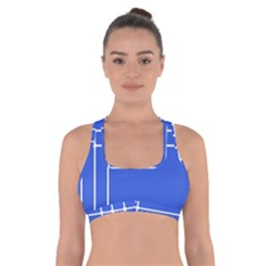 Stripes Pattern Template Texture Blue Cross Back Sports Bra